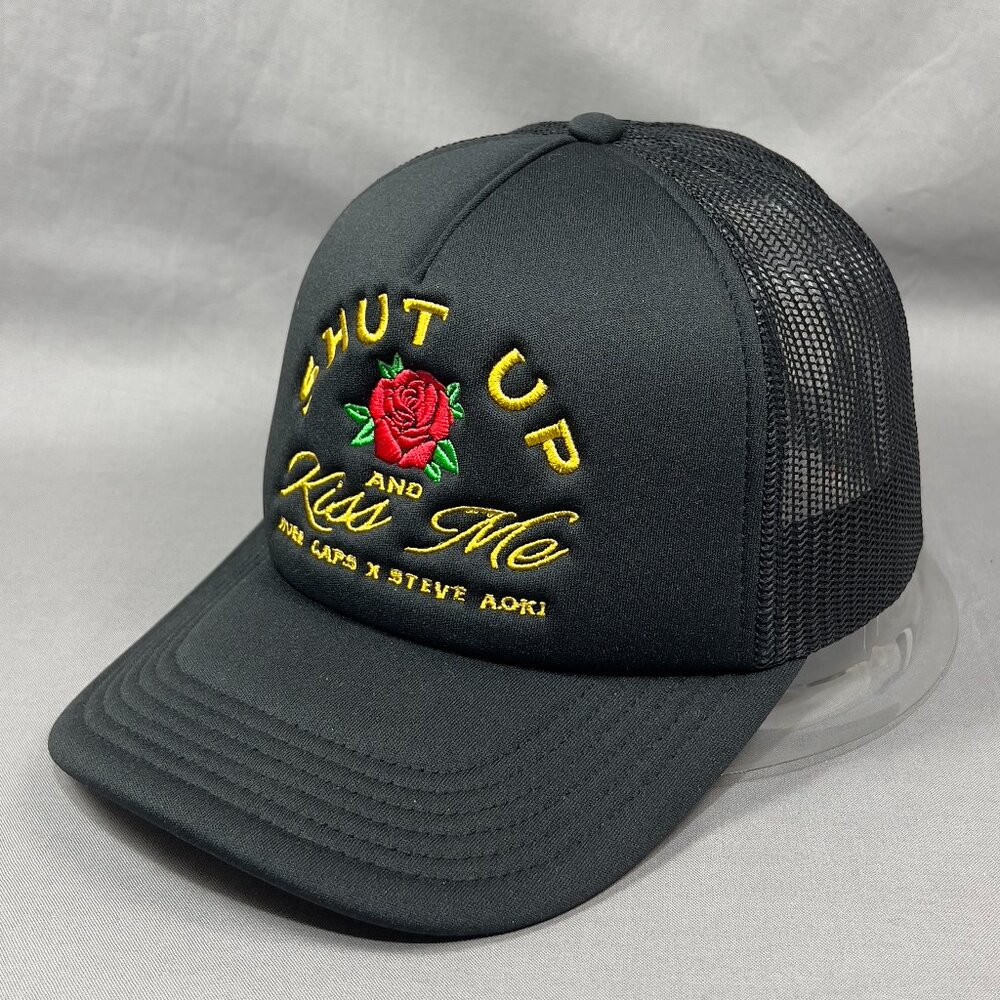 Steve Aoki Hubb Caps Shut Up & Kiss Me Snapback Hat Foam Trucker Adjustable Mens